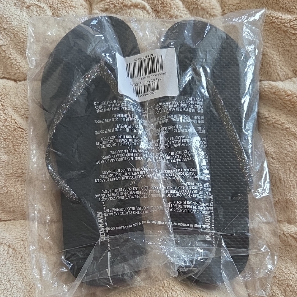 Old Navy Black Sandals with Glitter Straps